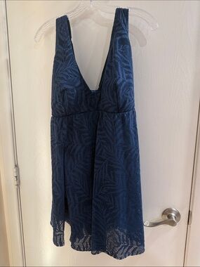 Deep Blue Lace Sleeveless V-Neck Swim Suit Dress size 3X